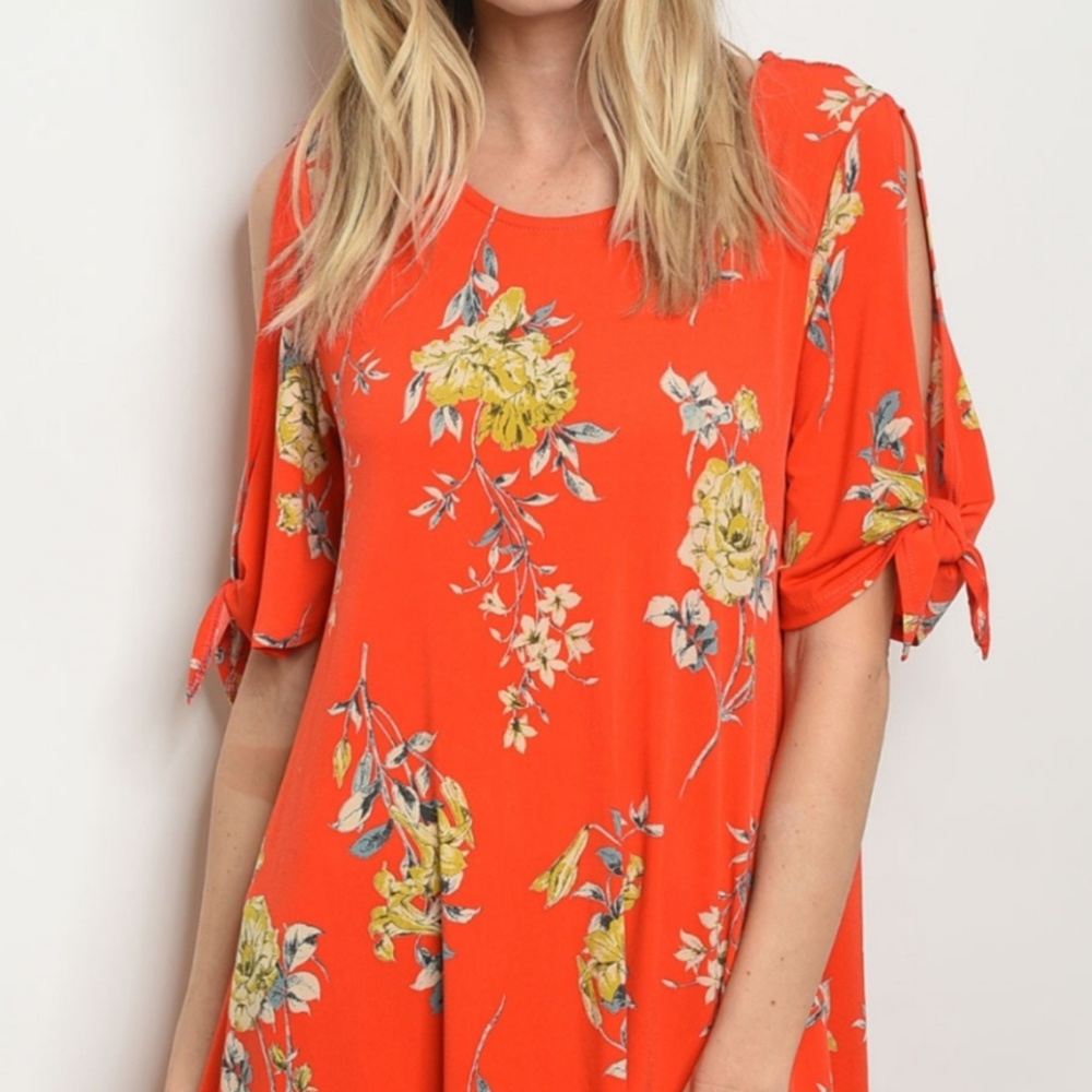 Orange trendy ruffled Hem Dress - Picture 1 of 6